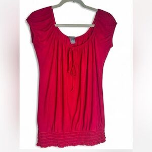 Dots Cherry Red Gathered Top